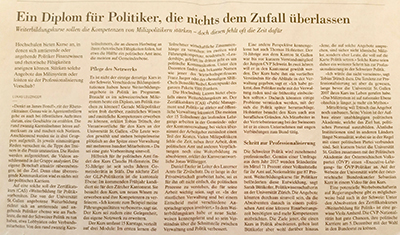 Ein Diplom für Politiker, die nichts dem Zufall überlassen